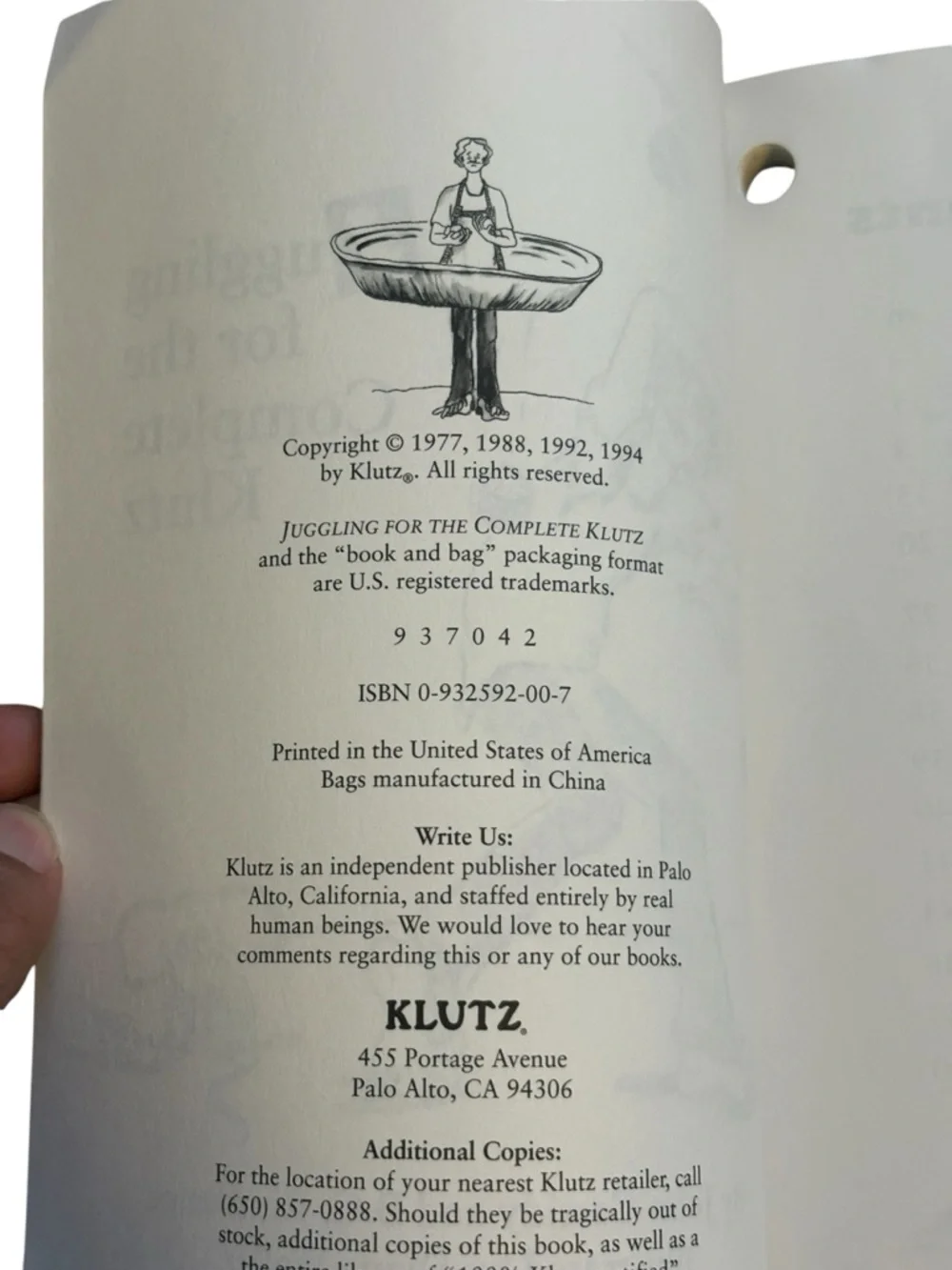 Vintage Juggling for the Complete Klutz Kit Instruction Book and Three Bean Bags